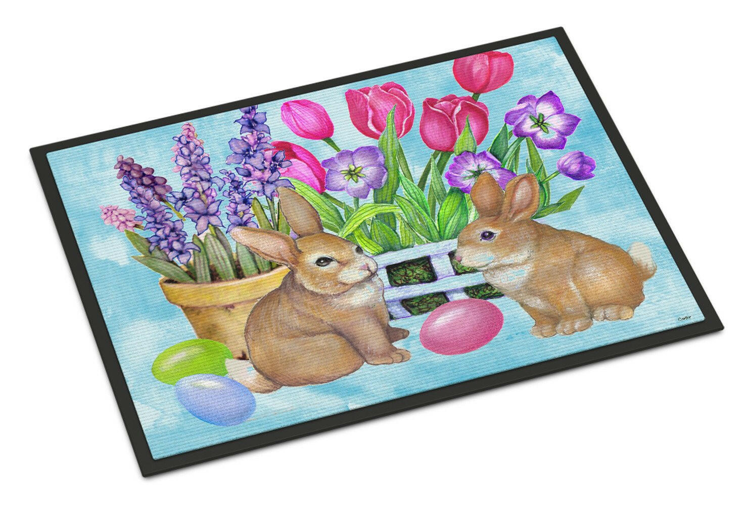 New Beginnings Easter Rabbit Indoor or Outdoor Mat 18x27 PJC1066MAT - the-store.com