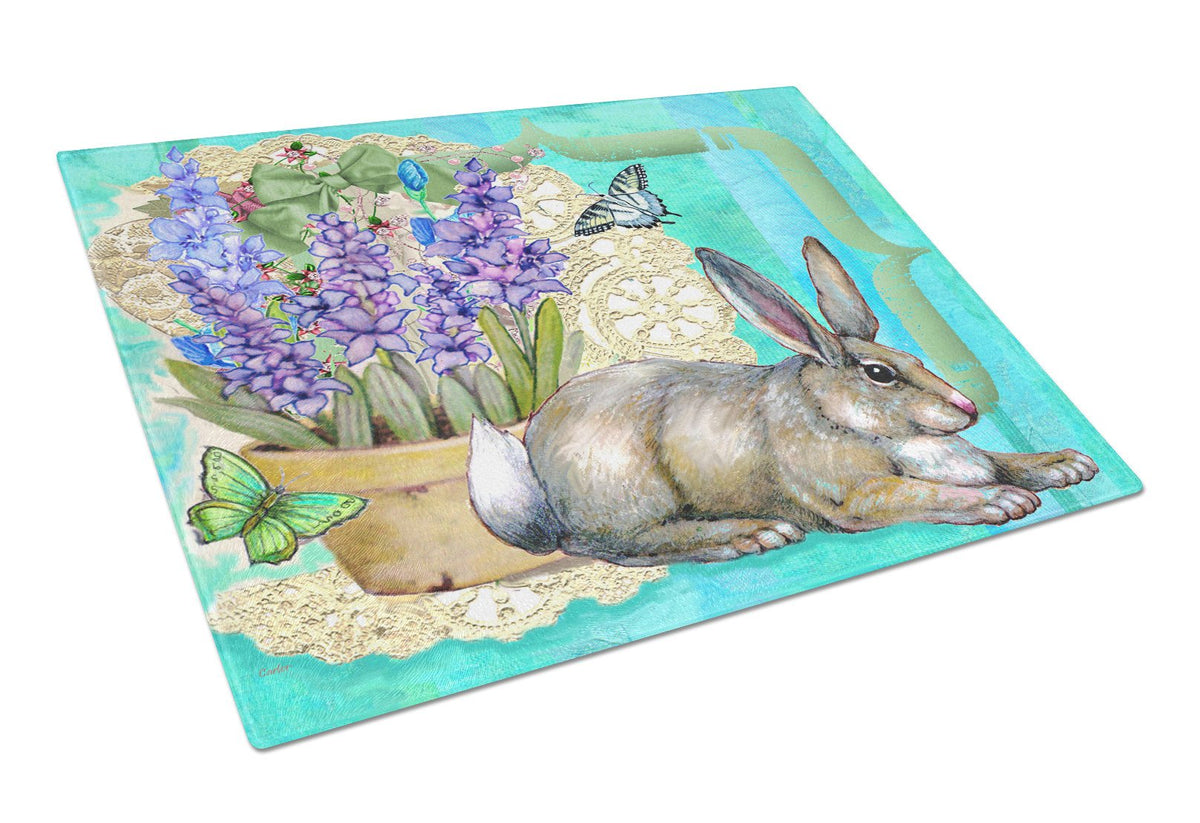 Springtime Easter Rabbit Glass Cutting Board Large PJC1068LCB by Caroline&#39;s Treasures