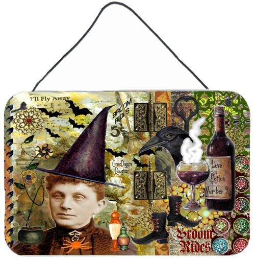 Broom Rides and Spells Halloween Wall or Door Hanging Prints PJC1069DS812 by Caroline's Treasures