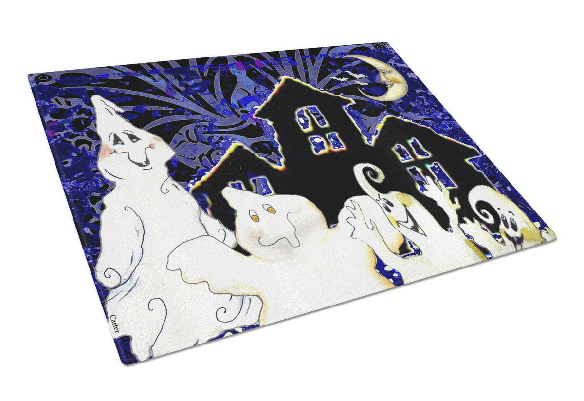 The Gang&#39;s All Here Ghosts Halloween Glass Cutting Board Large PJC1072LCB by Caroline&#39;s Treasures