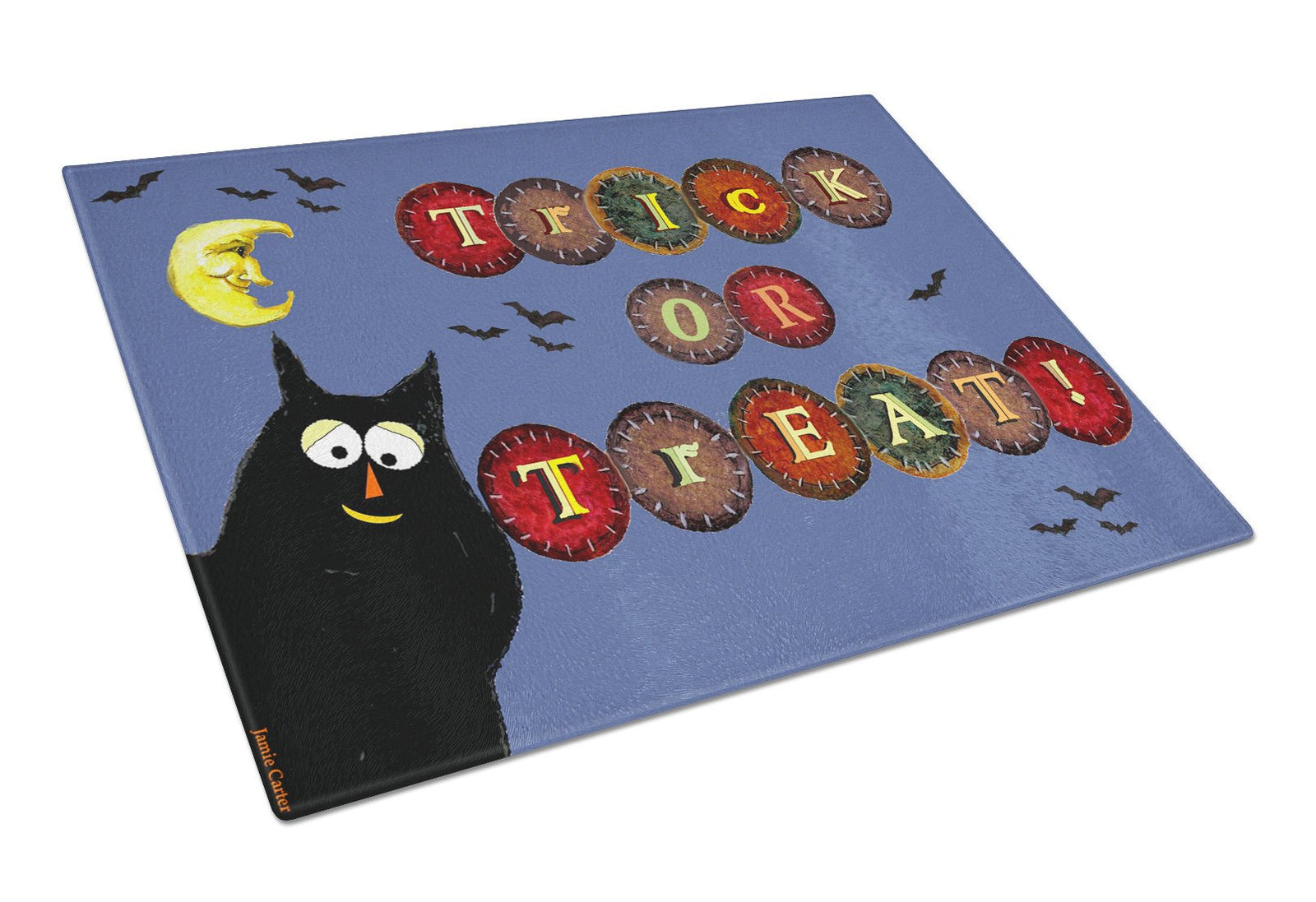 Trick or Treat Kitty Halloween Glass Cutting Board Large PJC1073LCB by Caroline's Treasures