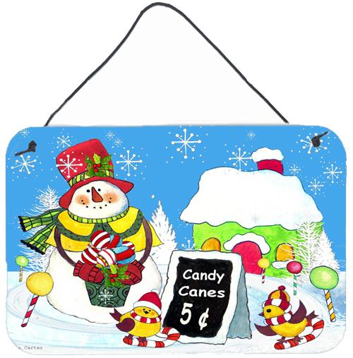 Candy Canes for Sale Snowman Wall or Door Hanging Prints PJC1076DS812 by Caroline's Treasures