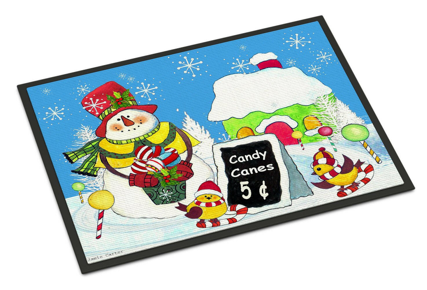 Candy Canes for Sale Snowman Indoor or Outdoor Mat 18x27 PJC1076MAT - the-store.com