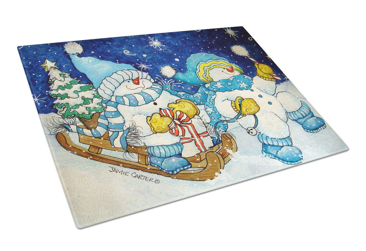 Celebrate the Season of Wonder Snowman Glass Cutting Board Large PJC1077LCB by Caroline&#39;s Treasures