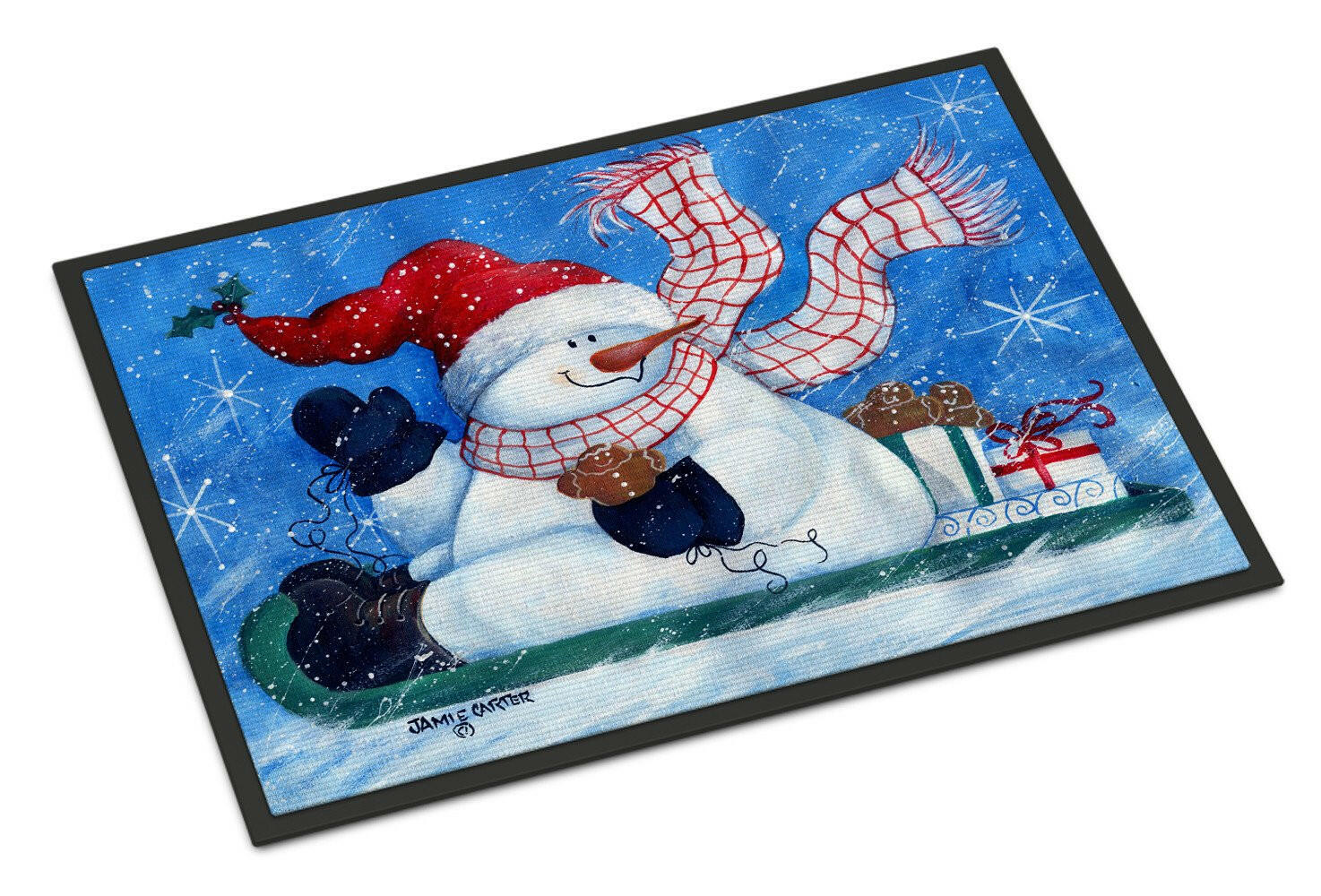 Come Ride With Me Snowman Indoor or Outdoor Mat 18x27 PJC1078MAT - the-store.com