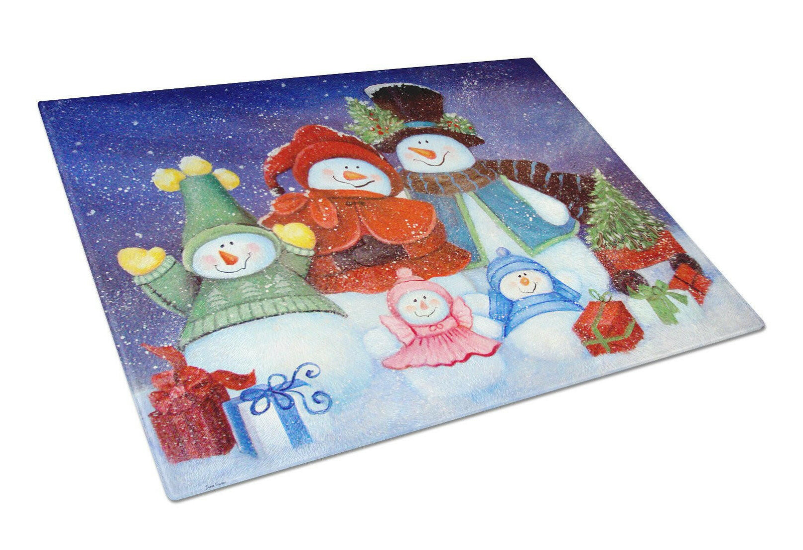 Merry Christmas From Us All Snowman Glass Cutting Board Large PJC1080LCB by Caroline's Treasures