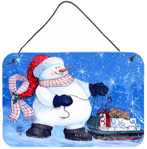 My Friends Can Ride Too Snowman Wall or Door Hanging Prints PJC1081DS812 by Caroline&#39;s Treasures
