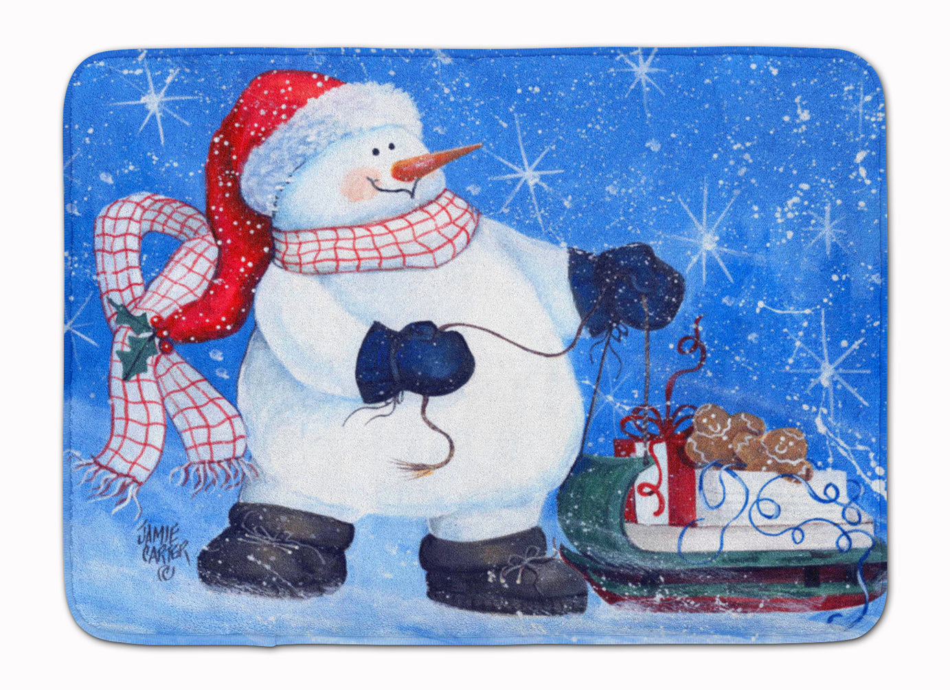 My Friends Can Ride Too Snowman Machine Washable Memory Foam Mat PJC1081RUG - the-store.com