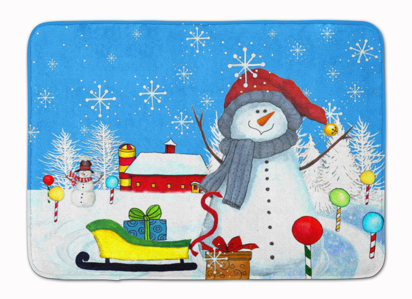 Snow Happens in the Meadow Snowman Machine Washable Memory Foam Mat PJC1083RUG - the-store.com