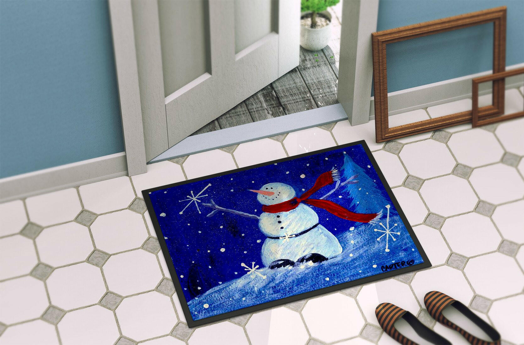 Happy Holidays Snowman Indoor or Outdoor Mat 24x36 PJC1085JMAT - the-store.com