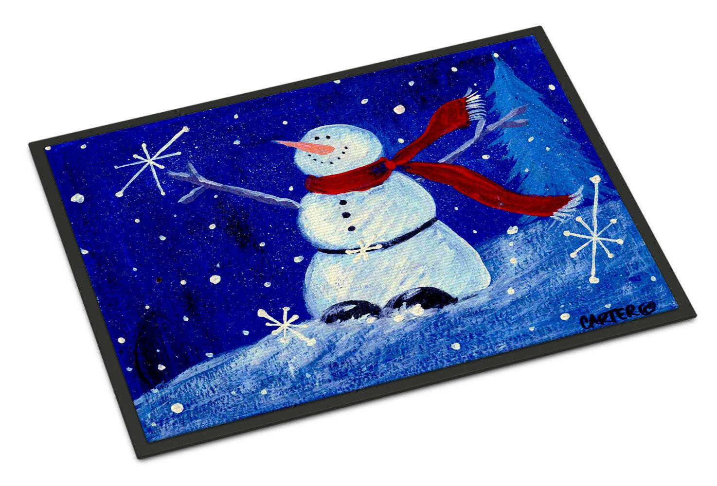 Happy Holidays Snowman Indoor or Outdoor Mat 18x27 PJC1085MAT - the-store.com