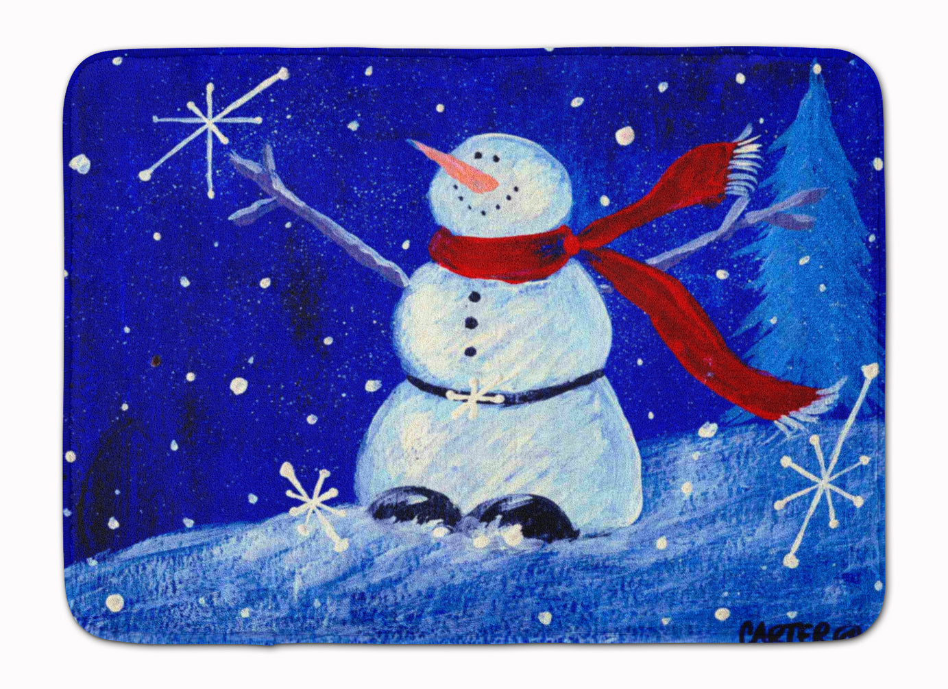 Happy Holidays Snowman Machine Washable Memory Foam Mat PJC1085RUG - the-store.com