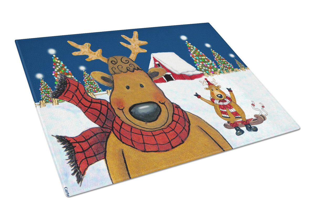 The Tree Famers Reindeer Christmas Glass Cutting Board Large PJC1088LCB by Caroline&#39;s Treasures