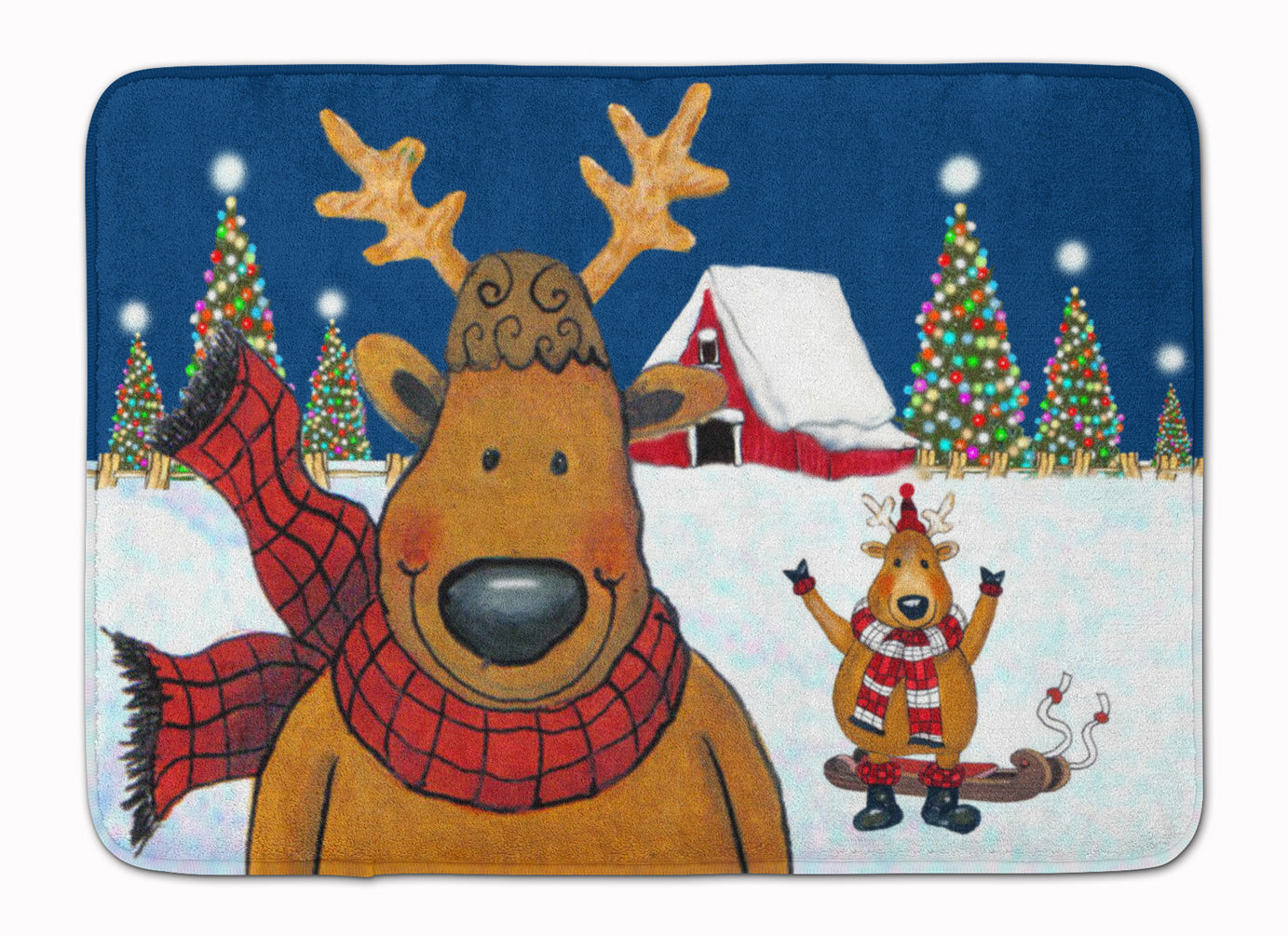 The Tree Famers Reindeer Christmas Machine Washable Memory Foam Mat PJC1088RUG - the-store.com