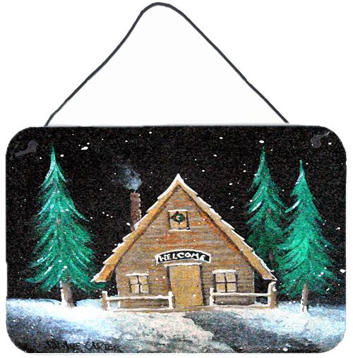Welcome Lodge Christmas Log Home Wall or Door Hanging Prints by Caroline&#39;s Treasures