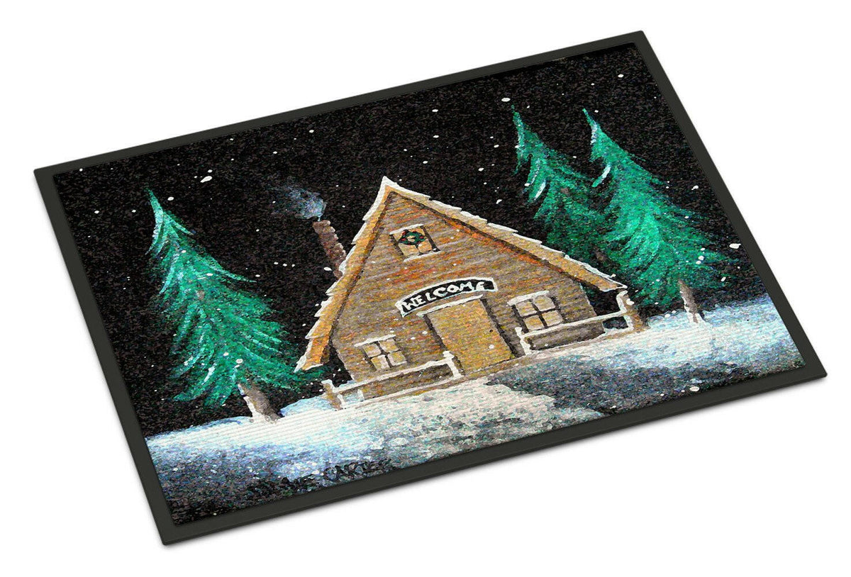 Welcome Lodge Christmas Log Home Indoor or Outdoor Mat 24x36 PJC1090JMAT - the-store.com