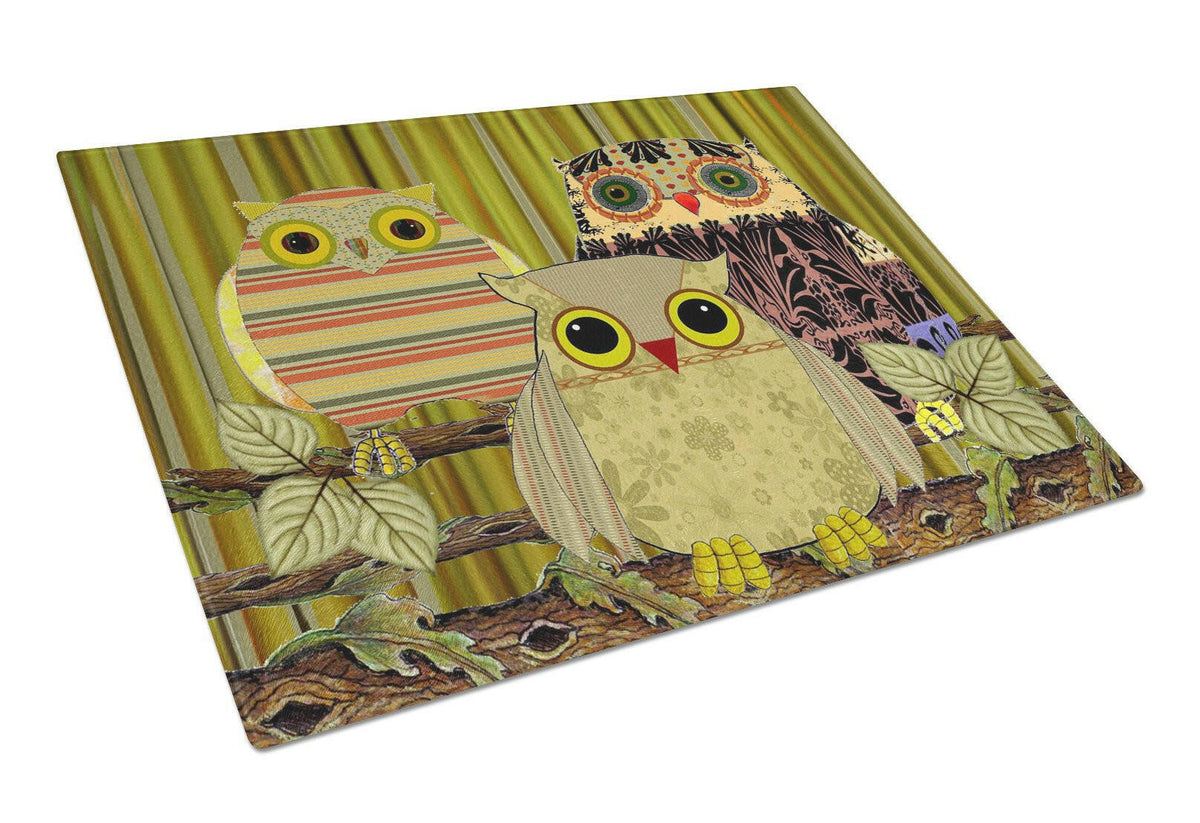 Fall Wisdom Owl Glass Cutting Board Large PJC1091LCB by Caroline&#39;s Treasures