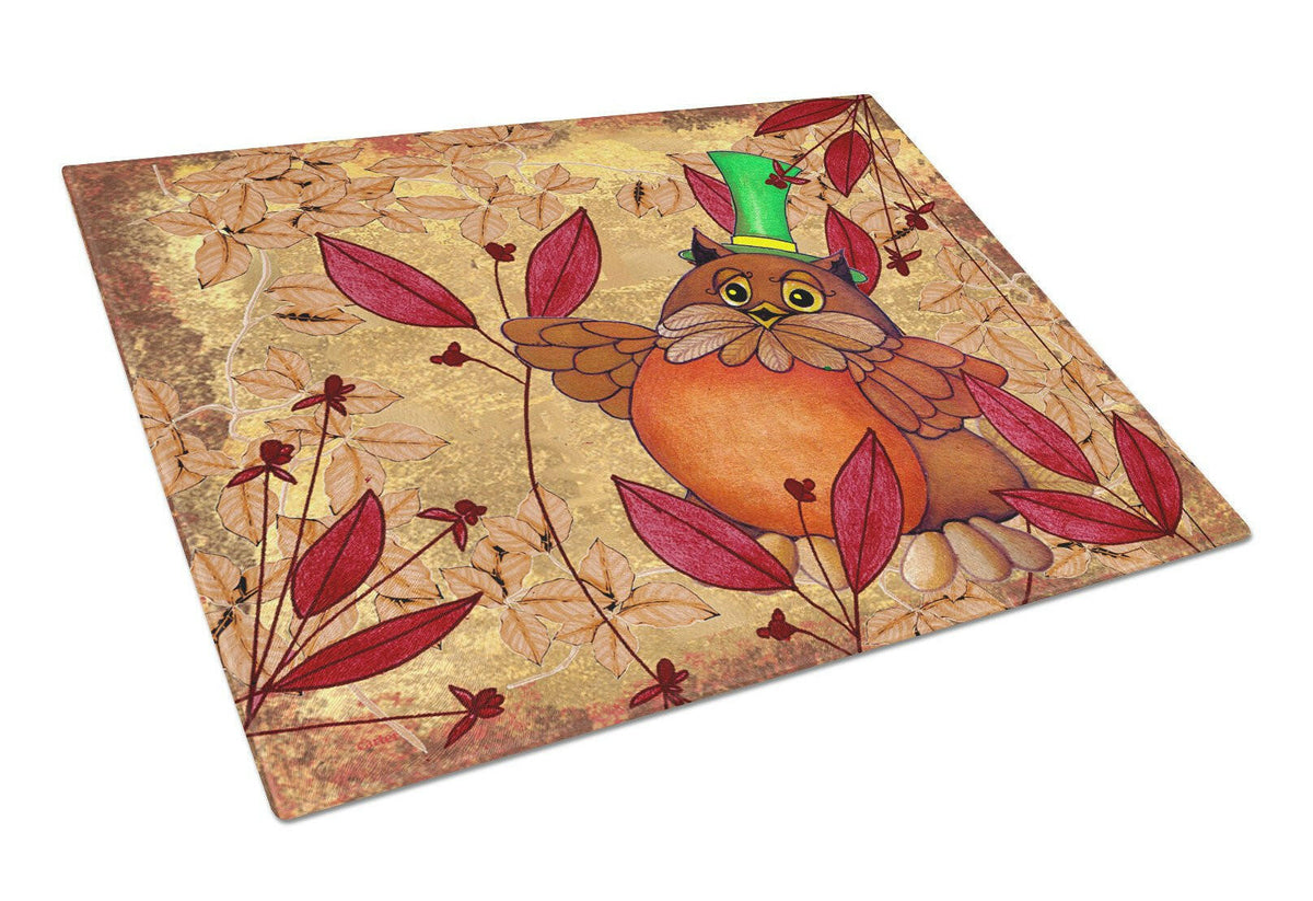 Hootie Fall Owl Glass Cutting Board Large PJC1092LCB by Caroline&#39;s Treasures