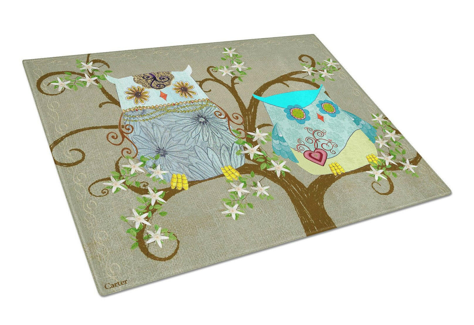 The Friendly Ladies Owl Glass Cutting Board Large PJC1094LCB by Caroline's Treasures
