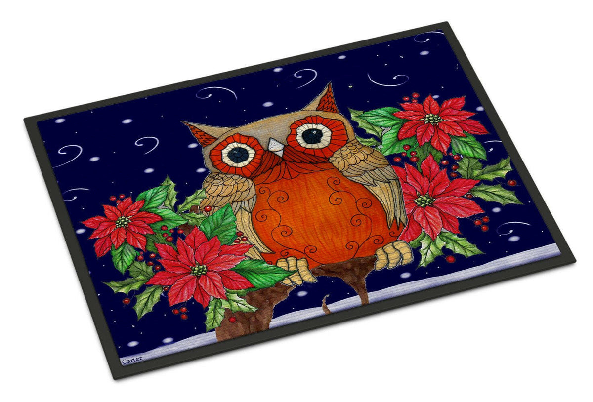 Whose Happy Holidays Owl Indoor or Outdoor Mat 24x36 PJC1097JMAT - the-store.com
