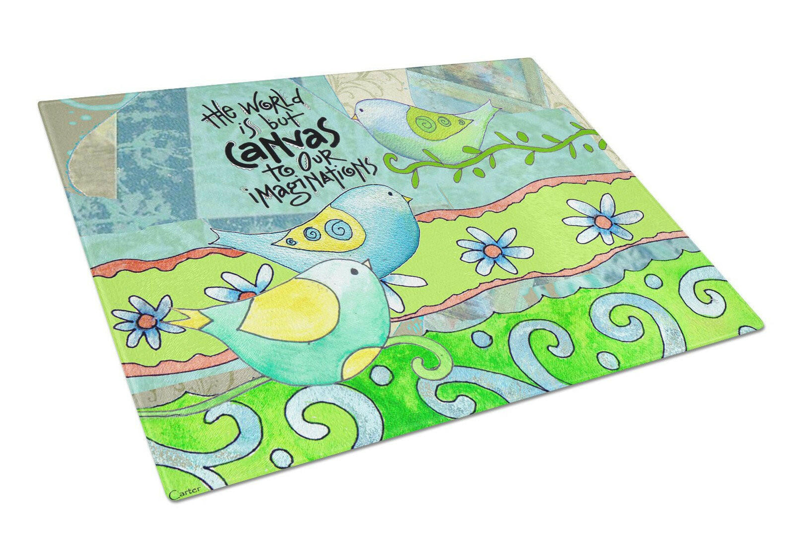 The World is but a Canvas to our Imagination Glass Cutting Board Large PJC1098LCB by Caroline's Treasures