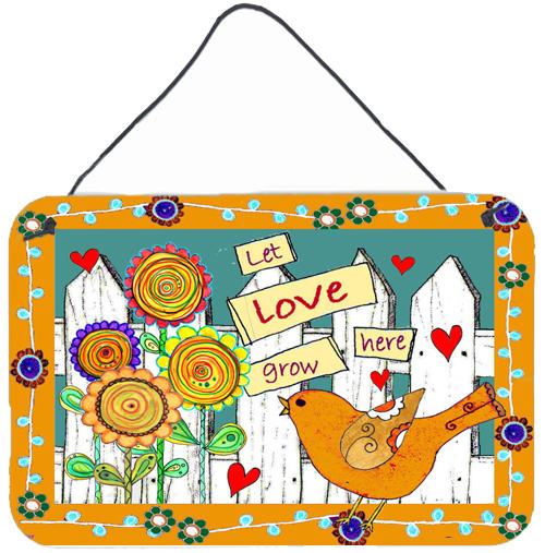 Let Love Grow Here Wall or Door Hanging Prints PJC1101DS812 by Caroline&#39;s Treasures
