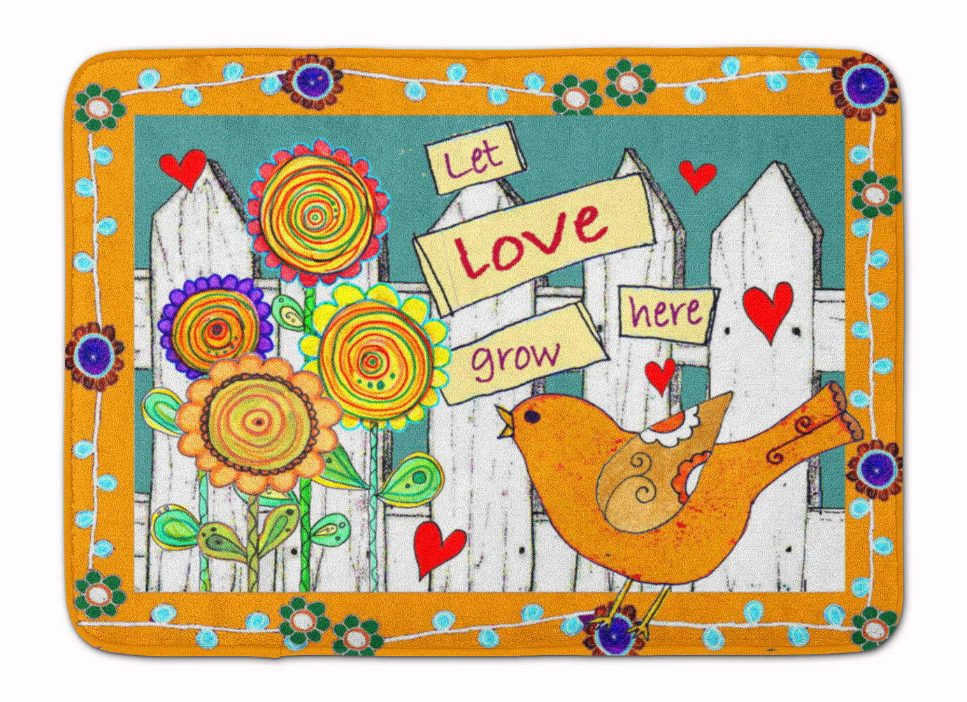Let Love Grow Here Machine Washable Memory Foam Mat PJC1101RUG - the-store.com
