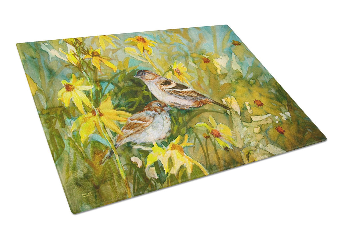 Sparrows in the Field Glass Cutting Board Large PJC1111LCB by Caroline&#39;s Treasures