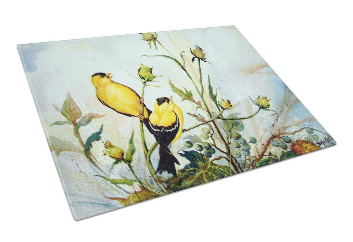 Joyful Morning Birds Glass Cutting Board Large PJC1112LCB by Caroline&#39;s Treasures
