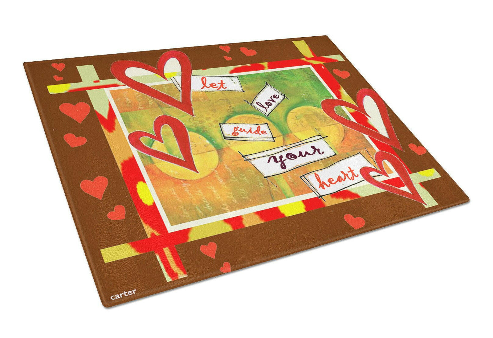 Let Love Guide Your Heart Valentine's Day Glass Cutting Board Large PJC1113LCB by Caroline's Treasures