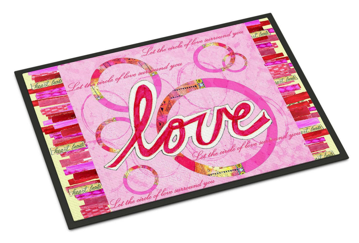 Love is a Circle Valentine&#39;s Day Indoor or Outdoor Mat 24x36 PJC1115JMAT - the-store.com