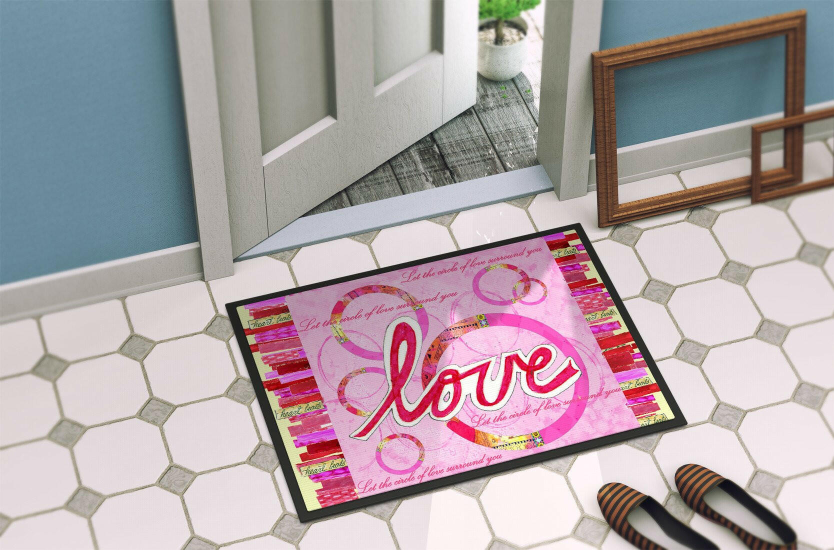 Love is a Circle Valentine's Day Indoor or Outdoor Mat 24x36 PJC1115JMAT - the-store.com