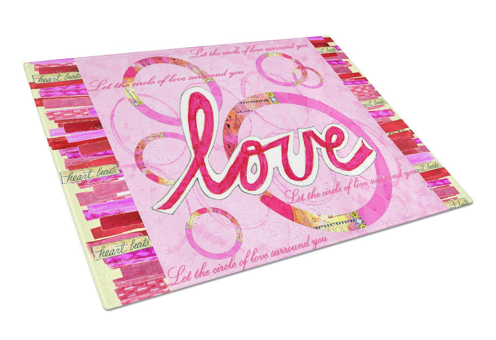 Love is a Circle Valentine's Day Glass Cutting Board Large PJC1115LCB by Caroline's Treasures