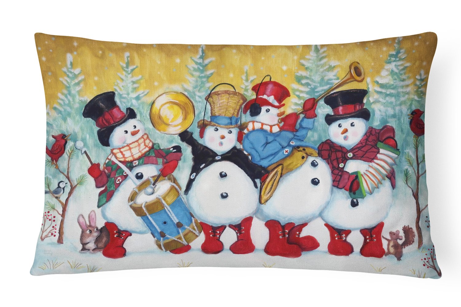 Snowmen Strike up the Band Canvas Fabric Decorative Pillow PJH3002PW1216 by Caroline's Treasures
