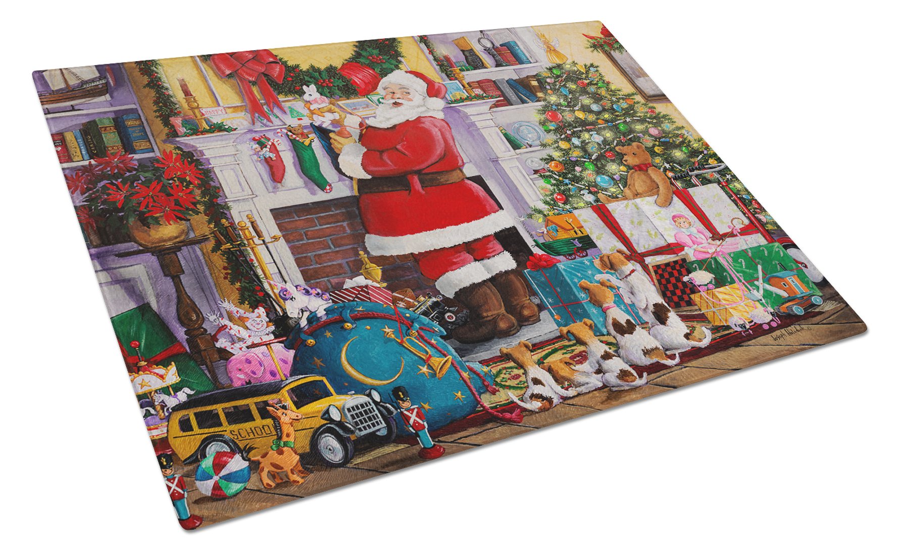 Santa Claus Placing the Presents Glass Cutting Board Large PJH3003LCB by Caroline's Treasures