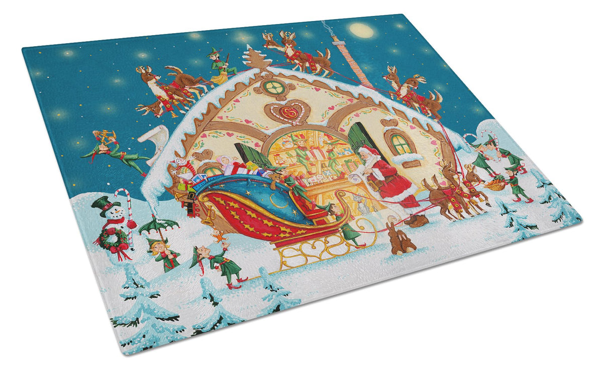 Santa Claus Loading the Sleigh Glass Cutting Board Large PJH3004LCB by Caroline&#39;s Treasures