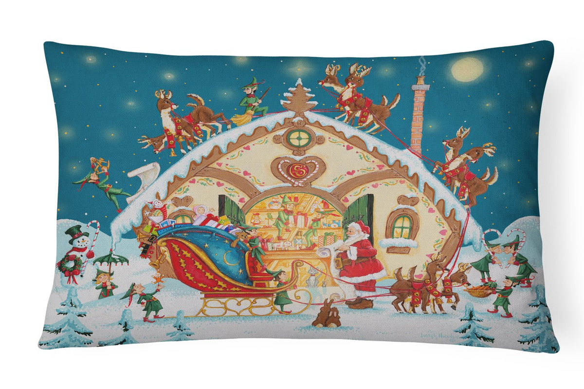 Santa Claus Loading the Sleigh Canvas Fabric Decorative Pillow PJH3004PW1216 by Caroline&#39;s Treasures