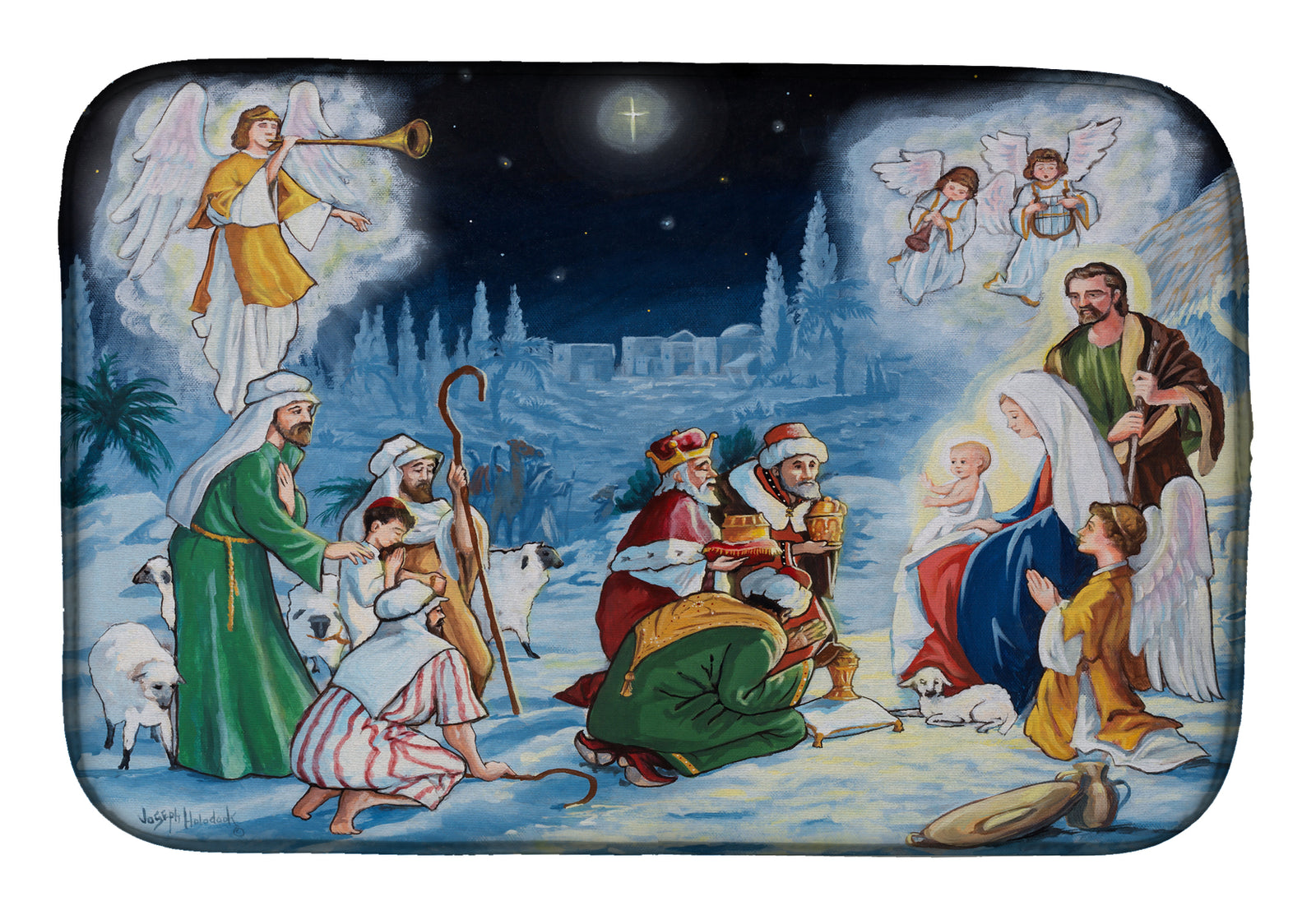 Nativity Born in Bethlehem Tapis de séchage pour vaisselle PJH3005DDM