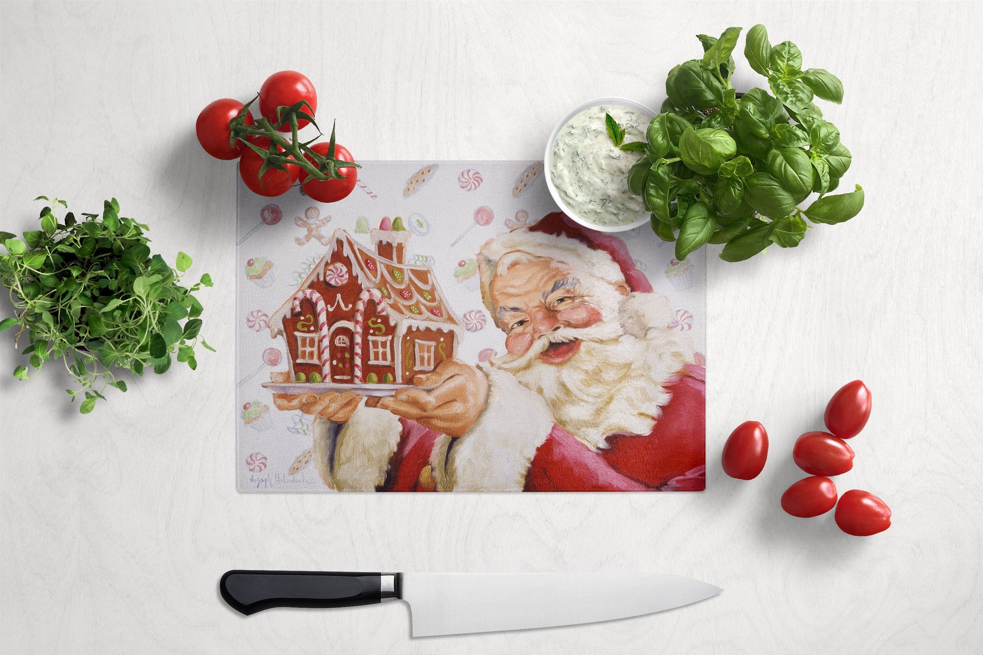 Santa Claus A Home for the Holidays Glass Cutting Board Large PJH3006LCB by Caroline's Treasures