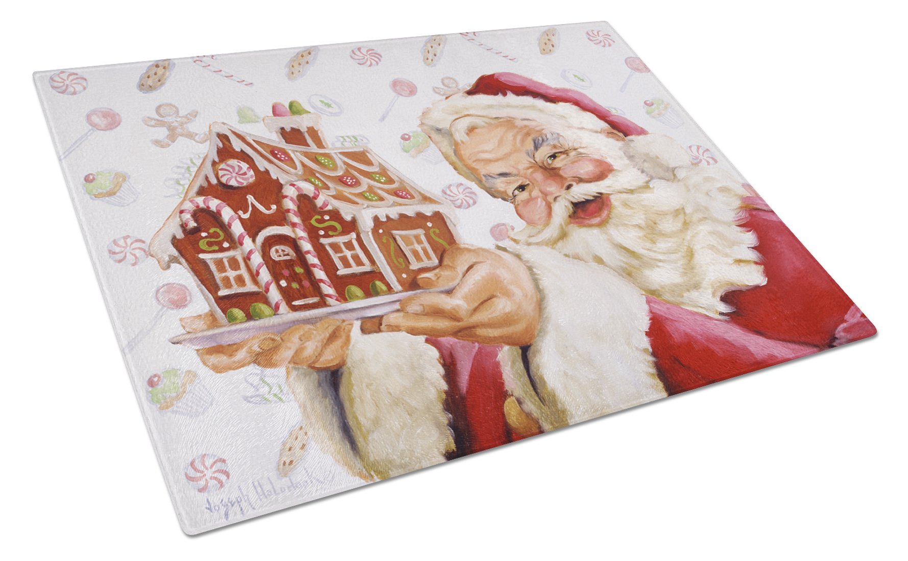 Santa Claus A Home for the Holidays Glass Cutting Board Large PJH3006LCB by Caroline's Treasures