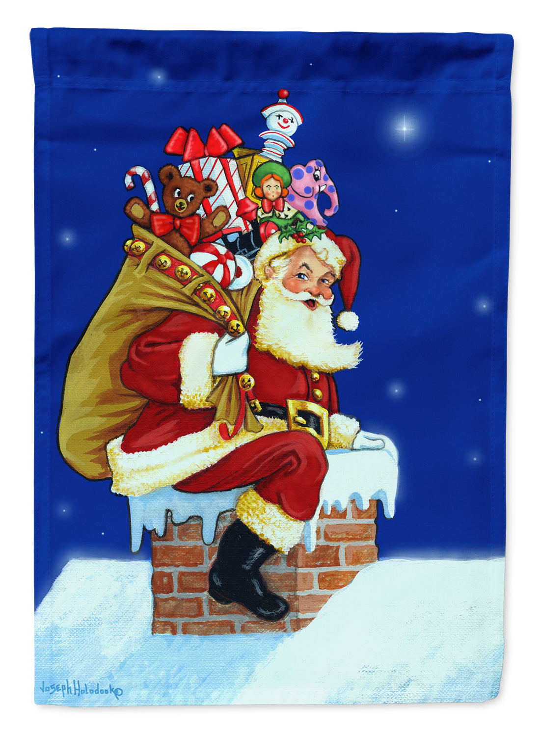 Santa Claus A Visit from Santa Flag Canvas House Size PJH3009CHF  the-store.com.