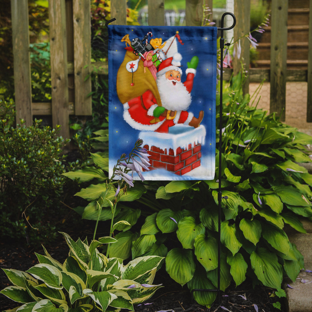 Caroline's Treasures Santa Claus Down the Chimney Garden Flag – Decorative Outdoor Yard Flag PJH3010GF