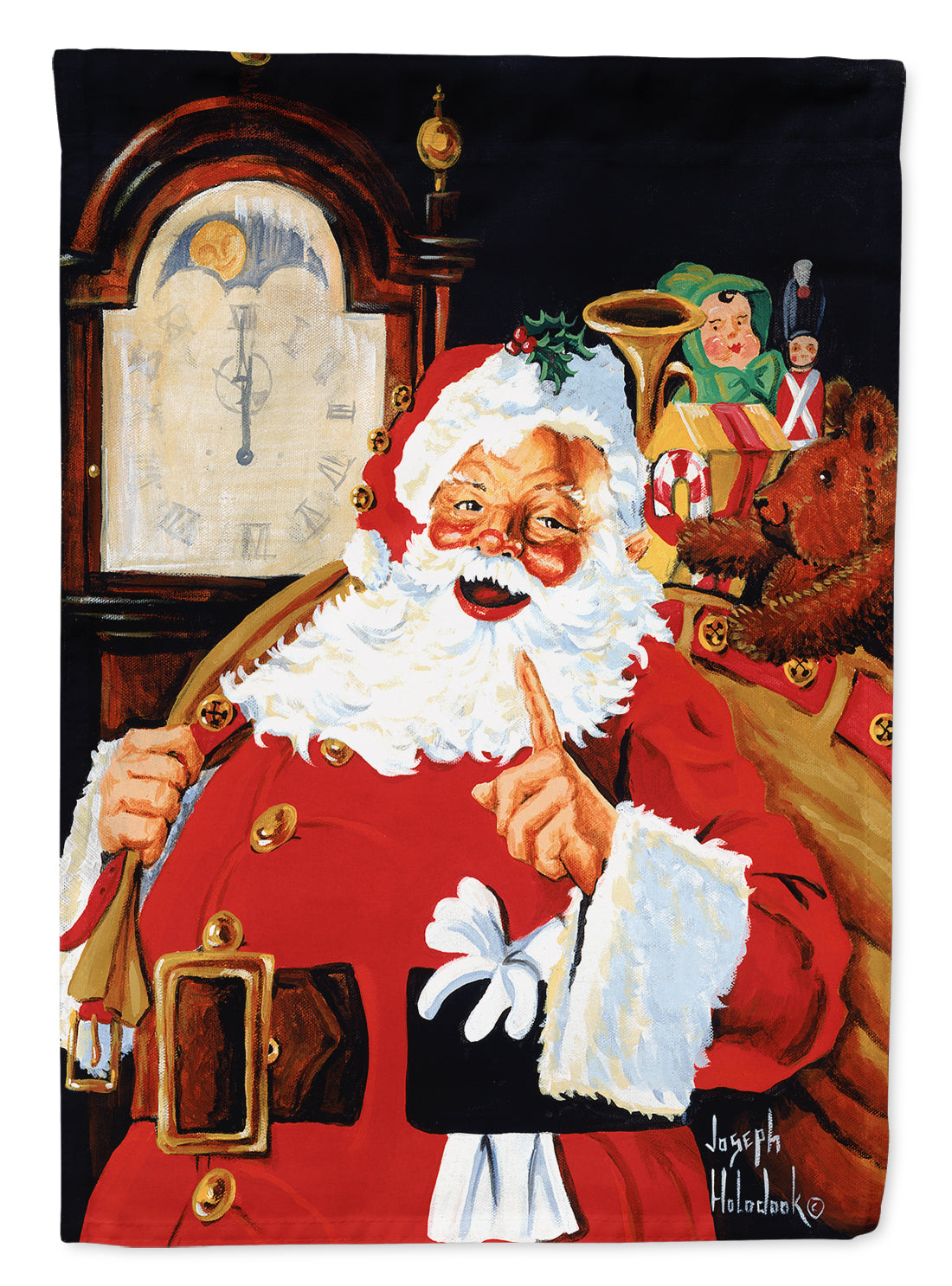 Santa Claus At the Stroke of Midnight Flag Canvas House Size PJH3012CHF  the-store.com.