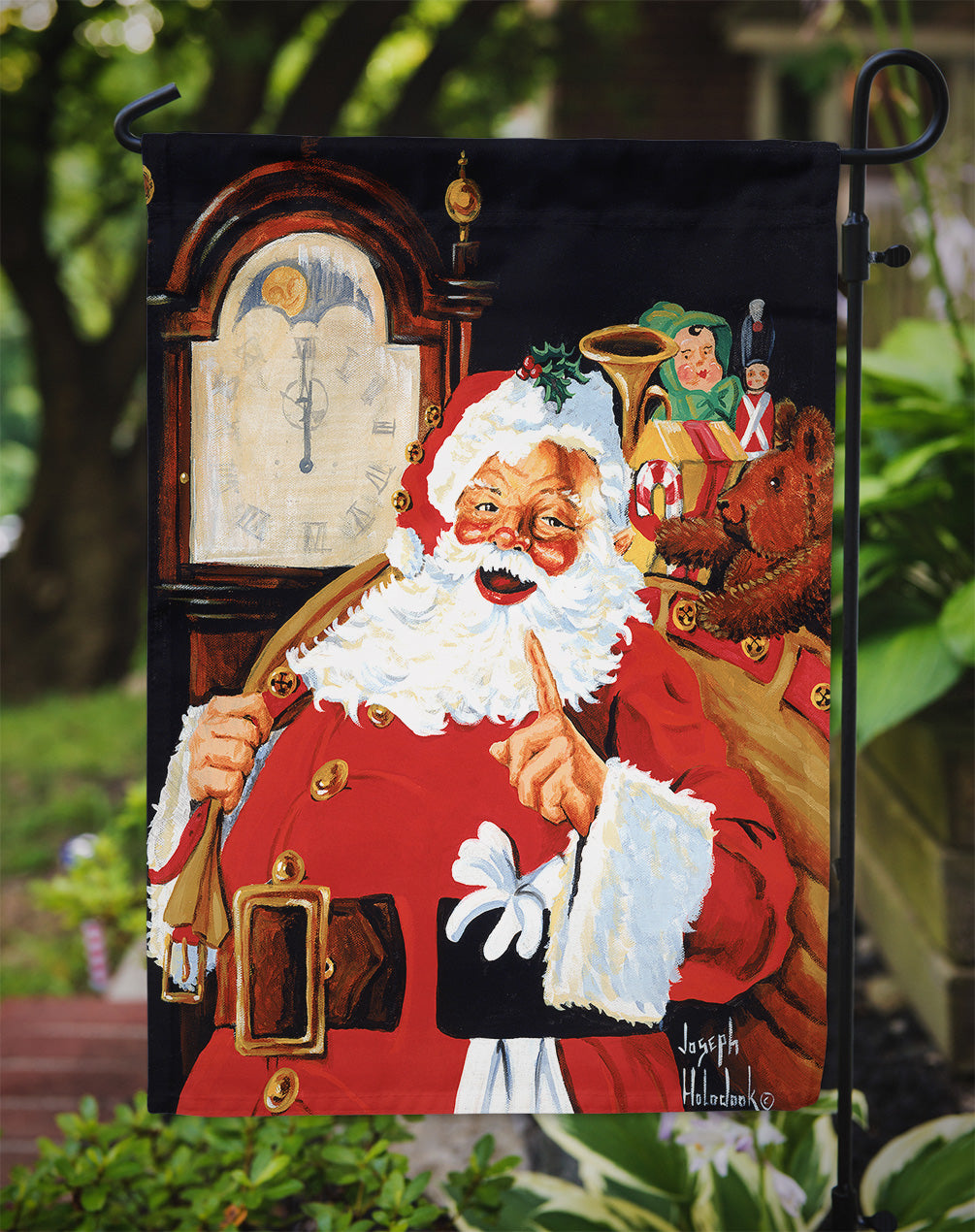Santa Claus At the Stroke of Midnight Flag Garden Size PJH3012GF  the-store.com.