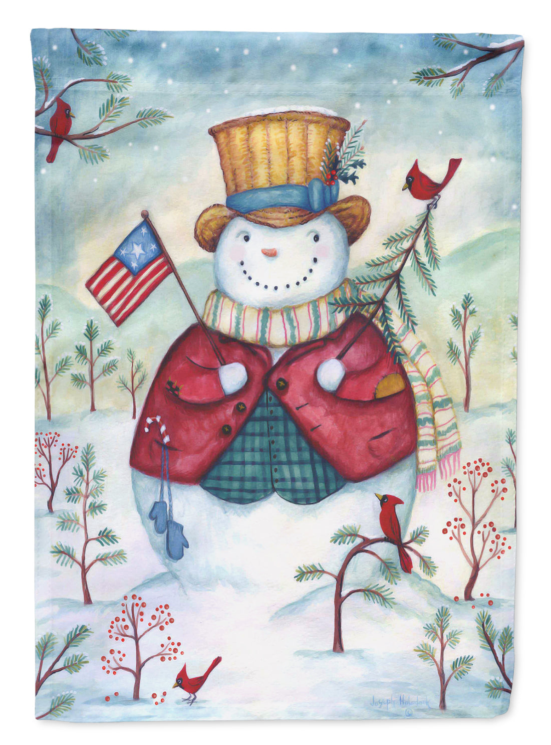 Snowman Just Keep Smilin&#39; USA Flag Canvas House Size PJH3021CHF