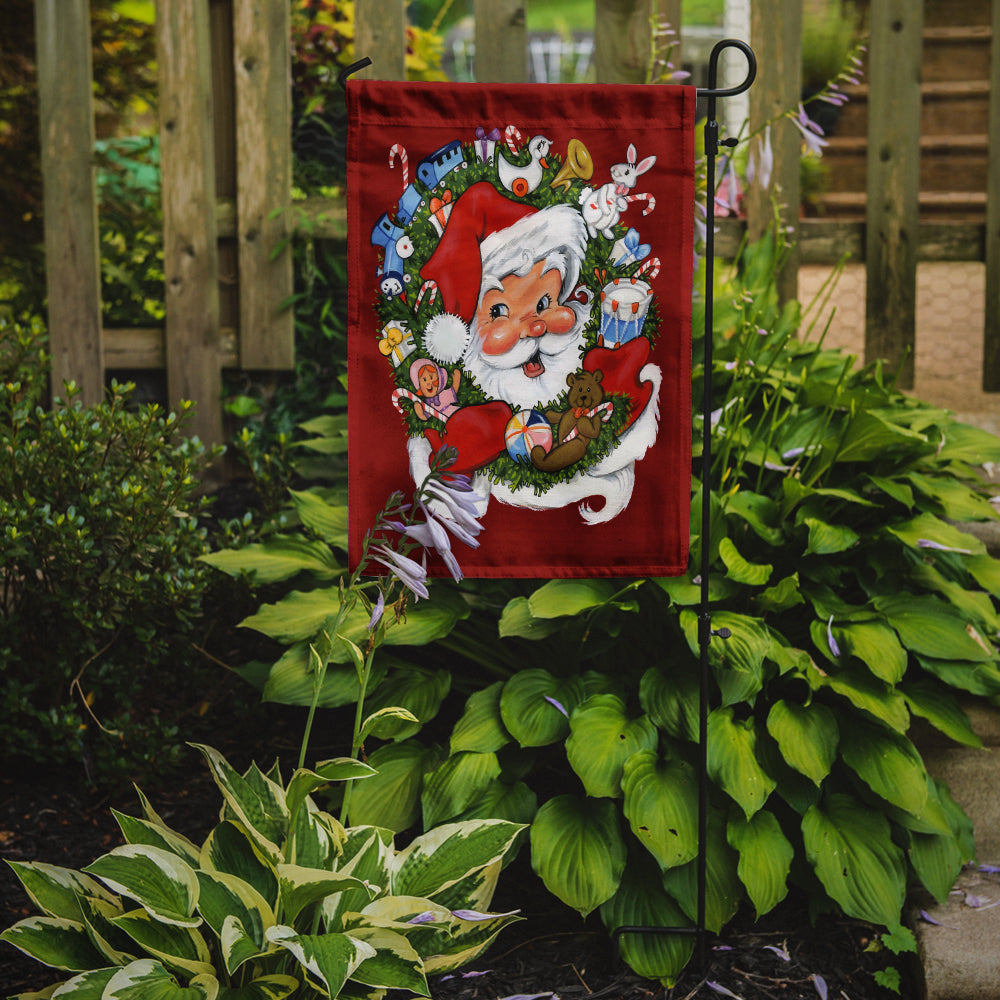 Caroline's Treasures Santa Claus Wreath of Cheer Garden Flag – Decorative Outdoor Yard Flag PJH3022GF