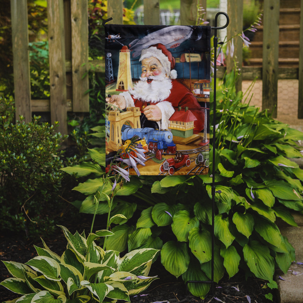 Caroline's Treasures Santa Claus Tin Toy Time Garden Flag – Decorative Outdoor Yard Flag PJH3023GF
