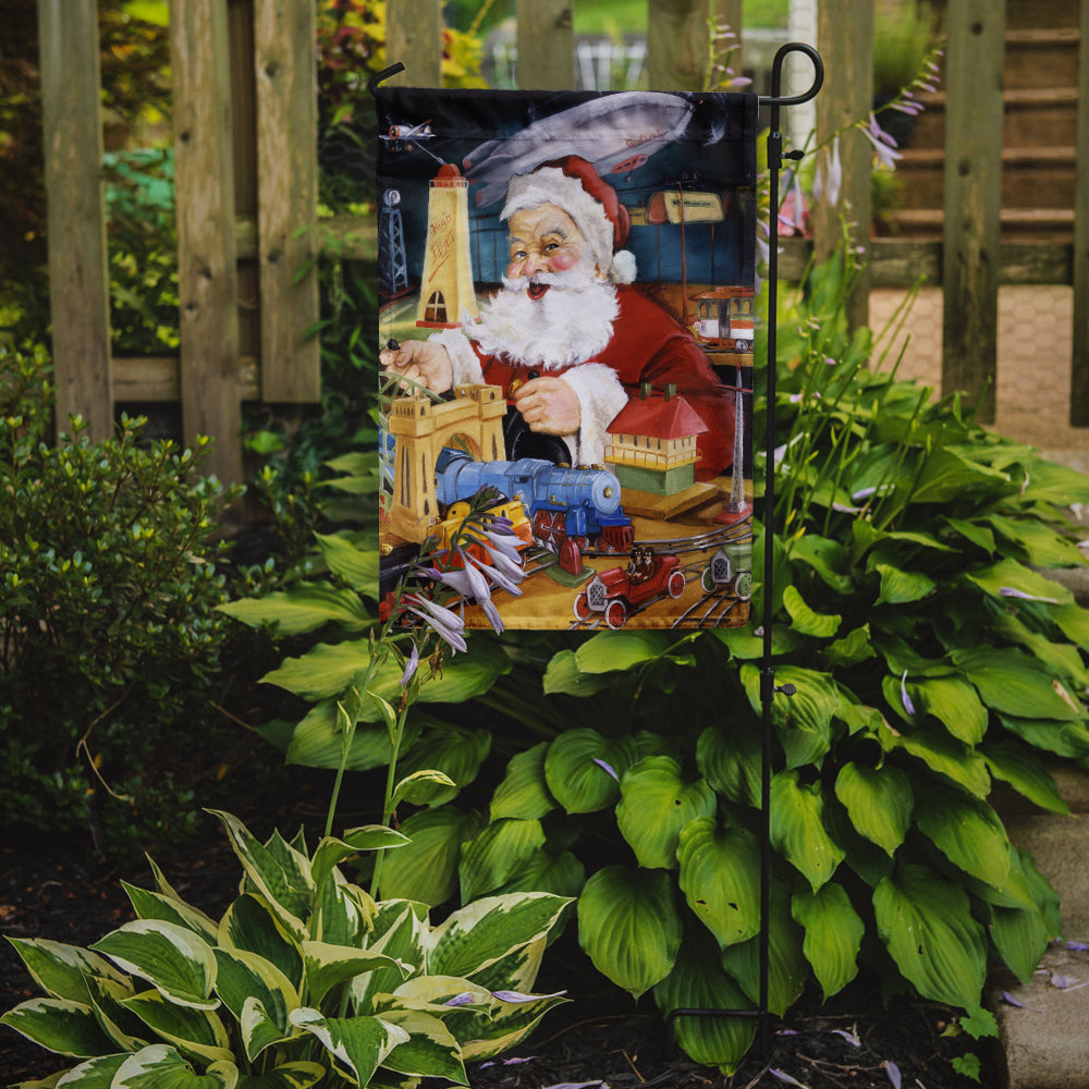 Santa Claus Tin Toy Time Flag Garden Size PJH3023GF