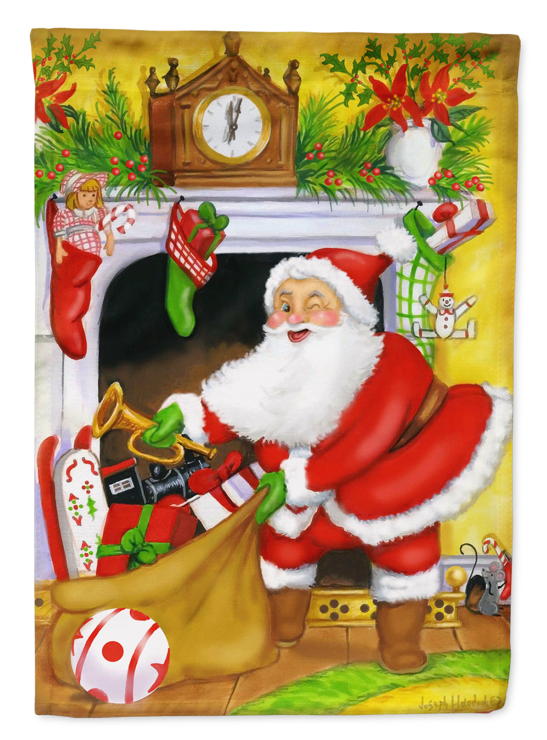 Santa Claus Stocking Stuffers Flag Canvas House Size PJH3024CHF  the-store.com.