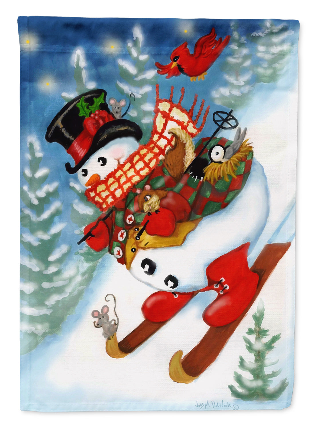 Snowman Ski Party Flag Canvas House Size PJH3029CHF